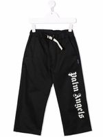 Palm Angels Kids pantalon en coton à logo imprimé - Bleu