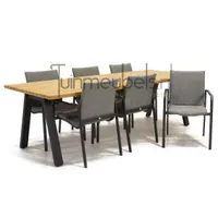 Tuinstoel Anzio dining Light Antracite met Ambassador 240 cm teaktafel