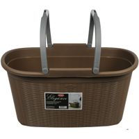 Kunststof wasmand chocolade bruin met grijze handvatten 35 liter L30 x B38 x H58 cm - thumbnail