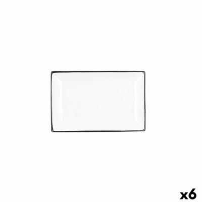 Snackdienblad Quid Gastro Wit Zwart Keramisch 20 x 13 x 2 cm (6 Stuks)