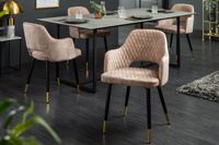 Elegante stoel PARIS greige fluweel decoratief quilten en gouden voetdoppen - 40572 - thumbnail