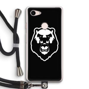 Angry Bear (black): Pixel 3 Transparant Hoesje met koord
