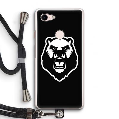 Angry Bear (black): Pixel 3 Transparant Hoesje met koord
