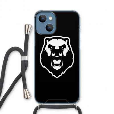 Angry Bear (black): iPhone 13 Transparant Hoesje met koord