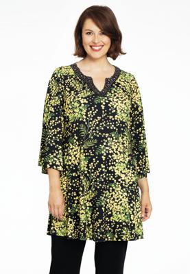 Yoek Tuniek wide bottom strass MIMOSA | Zwart | Maat 58/60