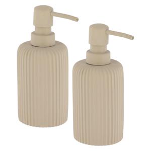 Tendance Zeeppompje 101 series - 2x - taupe - geribbeld - PS - D7 x H17 cm - 230 ml - badkamer