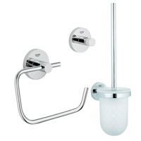 GROHE Essentials Toilet accessoireset 3-delig met toiletborstelhouder, handdoekhaak en toiletrolhouder zonder klep chroom 0438129/0438143/0438137/ - thumbnail