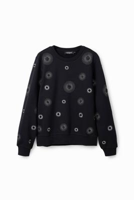 Sweatshirt met geometrische borduursels - BLACK - XS