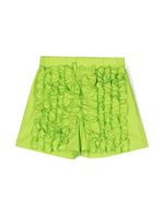 MSGM Kids short froncé à logo imprimé - Vert