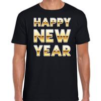 Nieuwjaar / Happy New Year t-shirt - voor heren - zwart met goud - Oud en nieuw shirt - feestkledin