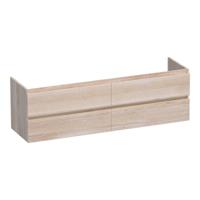 Brauer Joy - Onderkast - 160 cm - met 4 Softclose Lades Greeploos en 2 Sifon Uitsparingen - Lamellen Eiken Wit