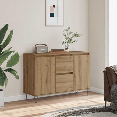 Dressoir 101,5x35x70 cm bewerkt hout artisanaal eikenkleurig