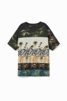 T-shirt met tropische patch - GREEN - 3/4 - thumbnail