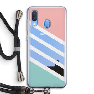 Strepen pastel: Samsung Galaxy A40 Transparant Hoesje met koord