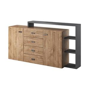 Meubella Dressoir Bello - Eiken - Antraciet - 180 cm