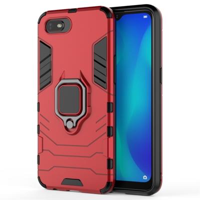 Voor OPPO A1k/Realme C2 PC + TPU schokbestendige beschermhoes met magnetische ring houder (rood)