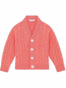 Dolce & Gabbana Kids cardigan en maille torsadée à logo - Rose