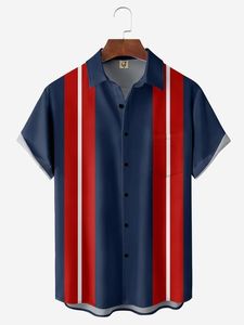 Football Chest Pocket Short Sleeve Bowling Shirt