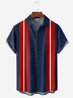 Football Chest Pocket Short Sleeve Bowling Shirt - thumbnail