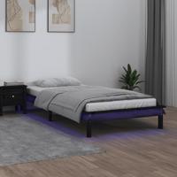 Bedframe LED massief hout zwart 75x190 cm