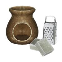 Amberblokjes/geurblokjes cadeauset - eucalyptus geur - inclusief geurbrander en mini rasp