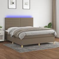 Boxspring met matras en LED stof taupe 180x200 cm