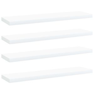 Wandschappen 4 st 40x10x1,5 cm bewerkt hout wit