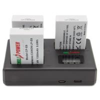 ChiliPower Canon Accu LP-E8 Kit Deluxe - 3 accu's + Triple lader, voor het laden van 3 accu's