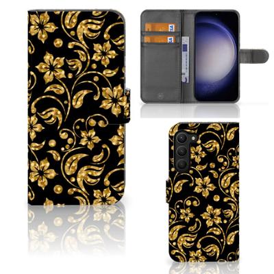 Samsung Galaxy S23 Plus Hoesje Gouden Bloemen Samsung Galaxy S23 Plus Hoesje Gouden Bloemen