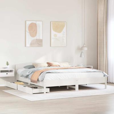 Bedframe zonder matras massief grenenhout wit 180x200 cm