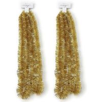 2x Kerst lametta guirlandes goud 270 cm kerstboom versiering/decoratie   -