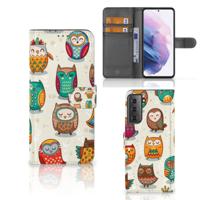 Samsung Galaxy S21 Plus | Telefoonhoesje | Met pasjeshouder | Vrolijke Uilen