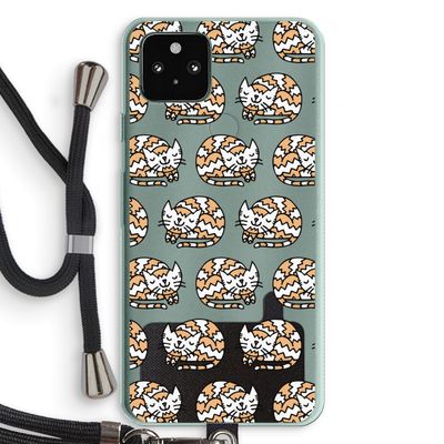 Slapende poes: Pixel 5a 5G Transparant Hoesje met koord