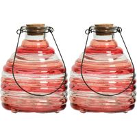 2x wespenvanger/wespenval met hengsel - glas - rood - D13 x H17 cm - thumbnail