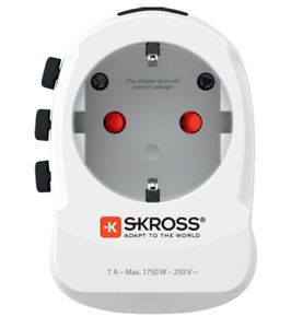 Skross Pro Light World-reisadapter met USB-C, USB-A - 1750W