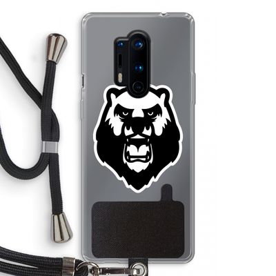 Angry Bear (white): OnePlus 8 Pro Transparant Hoesje met koord
