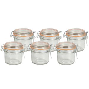 Voorraadpot/bewaarpot - 6x - 200 ml - glas - met beugelsluiting - D8 x H8 cm