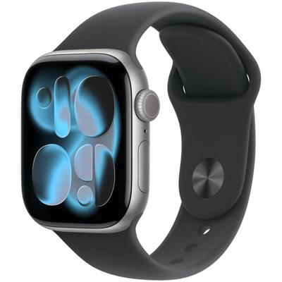 Apple Watch Series 11 GPS 42mm Space Grey Aluminium Case met Black Sport Band - S/M Smartwatch Grijs