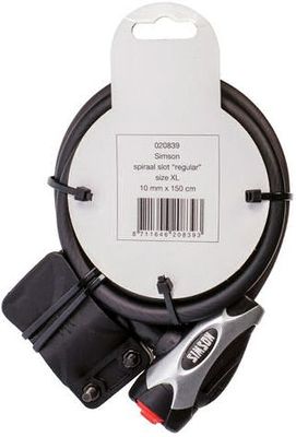 Simson kabelslot regular xl - 10x150cm - zwart - geen art - fiets