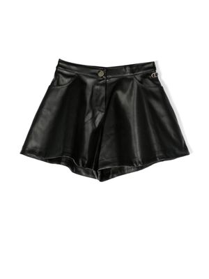 TWINSET Kids short en cuir artificiel à coupe ample - Noir