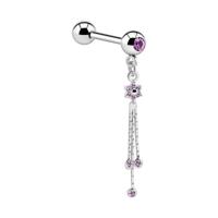 Jeweled Barbell with Charm Chirurgisch staal 316L / Belegde messing Barbells