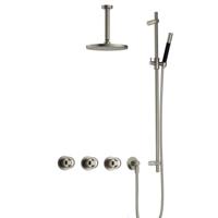 Hotbath Cobber - CW7067 - Inbouw Regendoucheset - Geborsteld Nikkel - 2 Stopkranen - Thermostatisch - Plafondbuis 15 cm - Hoofddouche 200 mm - Ronde Handdouche - Glijstang 900 mm - Waterbesparend