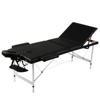 VidaXL Inklapbare massagetafel 3 zones met aluminium frame (zwart) - thumbnail