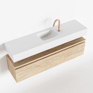 Toiletmeubel Mondiaz Andor | 120 cm | Meubelkleur Washed oak | Lex vrijhangend wastafel Talc Midden | 1 kraangat