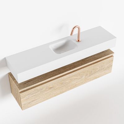 Toiletmeubel Mondiaz Andor | 120 cm | Meubelkleur Washed oak | Lex vrijhangend wastafel Talc Midden | 1 kraangat