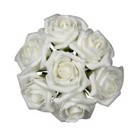 Decoratie roosjes foam - bosje van 7 st - creme wit - Dia 3 cm - hobby/DIY bloemetjes - thumbnail