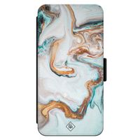 iPhone 14 Pro flipcase - Marmer blauw goud