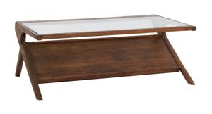 Light & Living Salontafel Yuki Acaciahout en glas, 112 x 70cm - Bruin