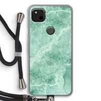 Groen marmer: Pixel 4a Transparant Hoesje met koord Groen marmer: Pixel 4a Transparant Hoesje met koord