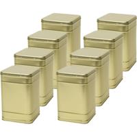 Vierkant opbergblik/bewaarblik - 8x - goud - 16 x 25 cm - Voorraadblikken - Voorraadbussen